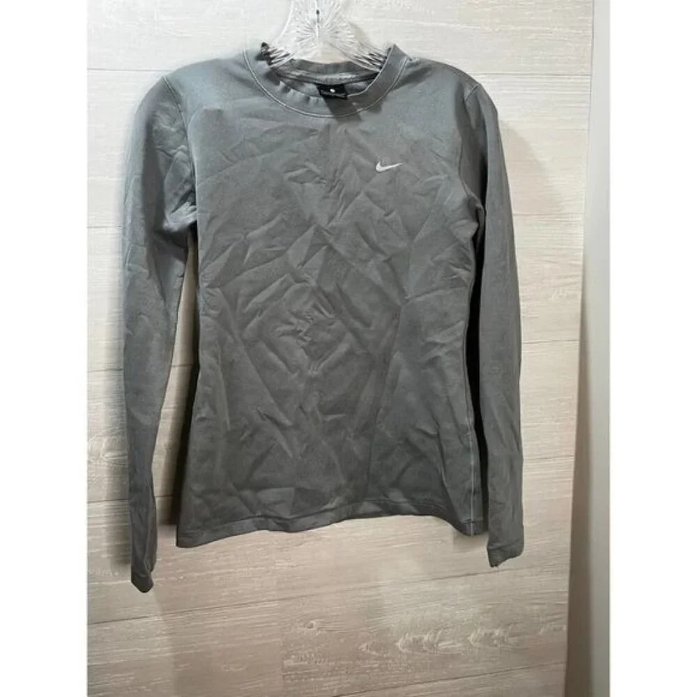Nike Womens PRO Dri-Fit Fitness Workout T-Shirt Long Sleeve Crewneck Shirt Top‎